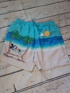 Disney Men's Island Mickey Swim Trunks L